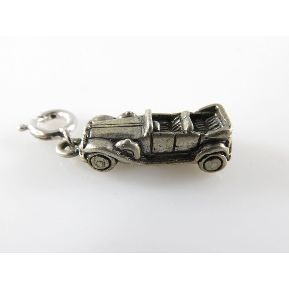 Vintage 3D Sterling Silver Old Antique Convertible Car Travel Charm C Clasp Char - Picture 3 of 6